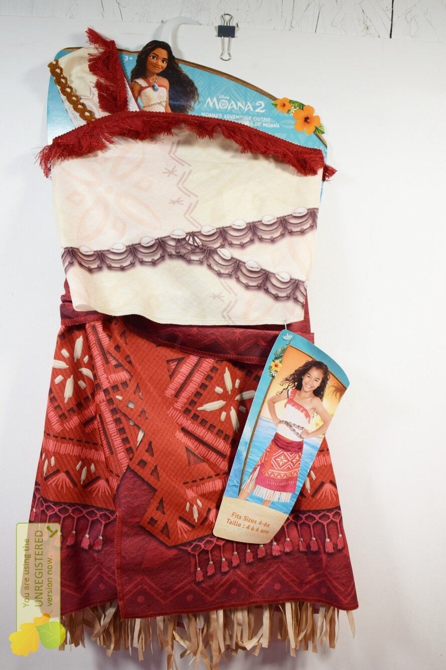 Disney's Moana 2 Moana Adventure Outfit Girls Costume 4-6x*